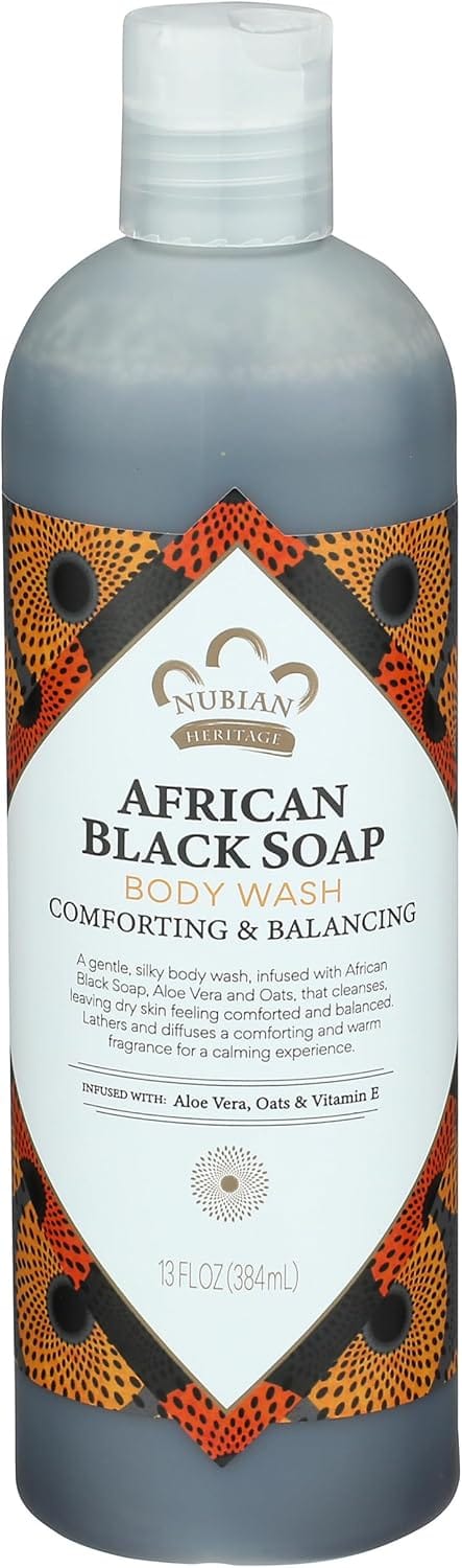Nubian Heritage African Black Soap Body Wash For Unisex, 13 Oz