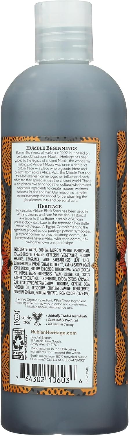 Nubian Heritage African Black Soap Body Wash For Unisex, 13 Oz